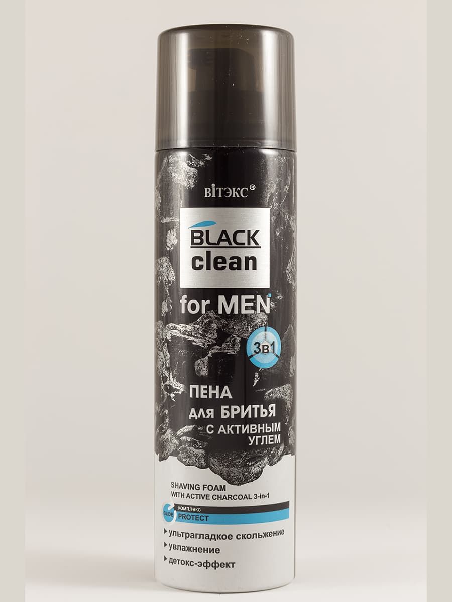 

BLACK CLEAN FOR MEN ПЕНА ДЛЯ БРИТЬЯ с активным углем 3в1, 250 мл., 4810153030542